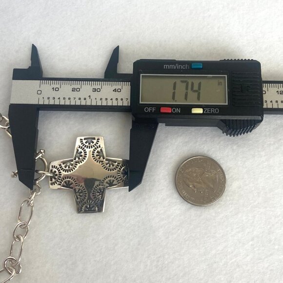 Silpada Sterling Silver 925 Virtuosity Stamped Cross Front Toggle Necklace 17" - Picture 15 of 16